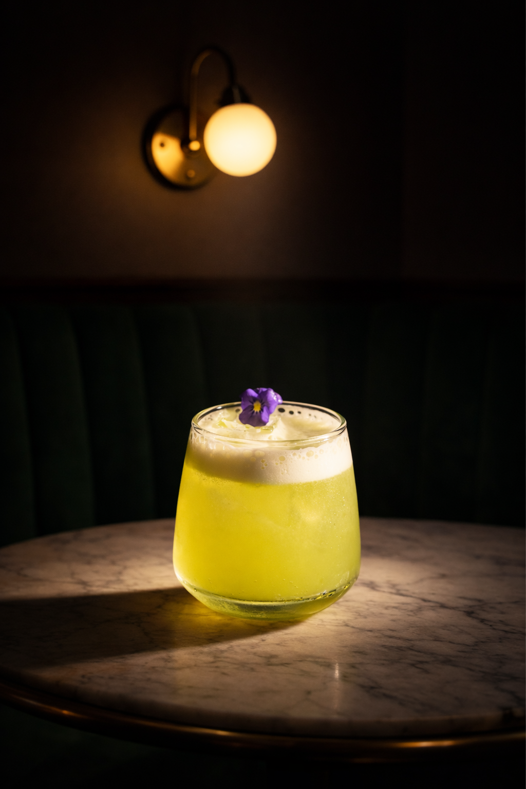 Signature cocktail on a marble table