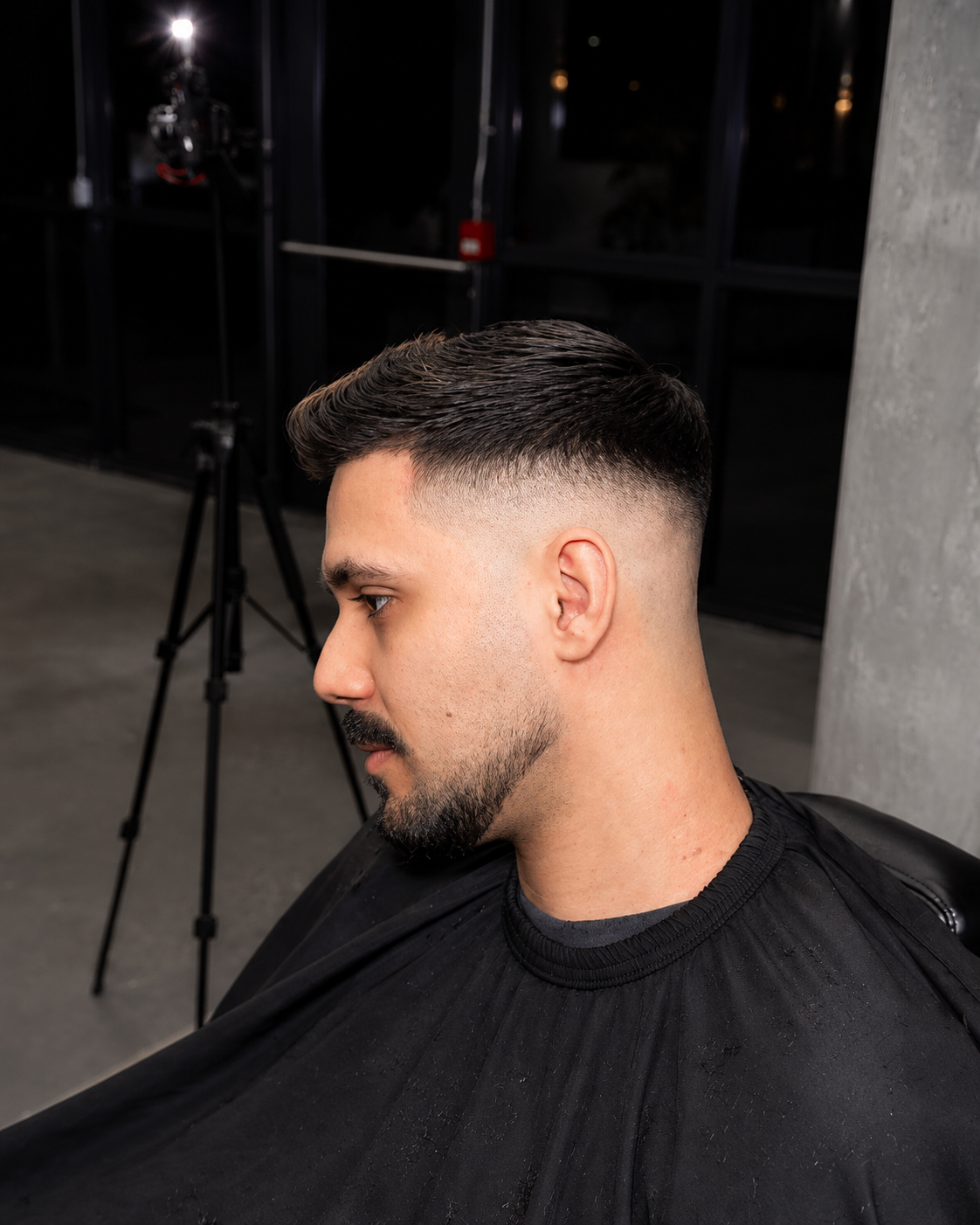 Fresh fade portrait from side angle